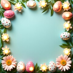 Happy Easter card, frame, border, background, space for wishes