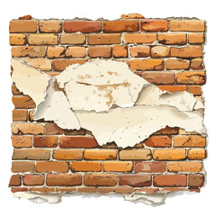 Weathered Old Brick Wall with Traces of Old Plaster Ruined