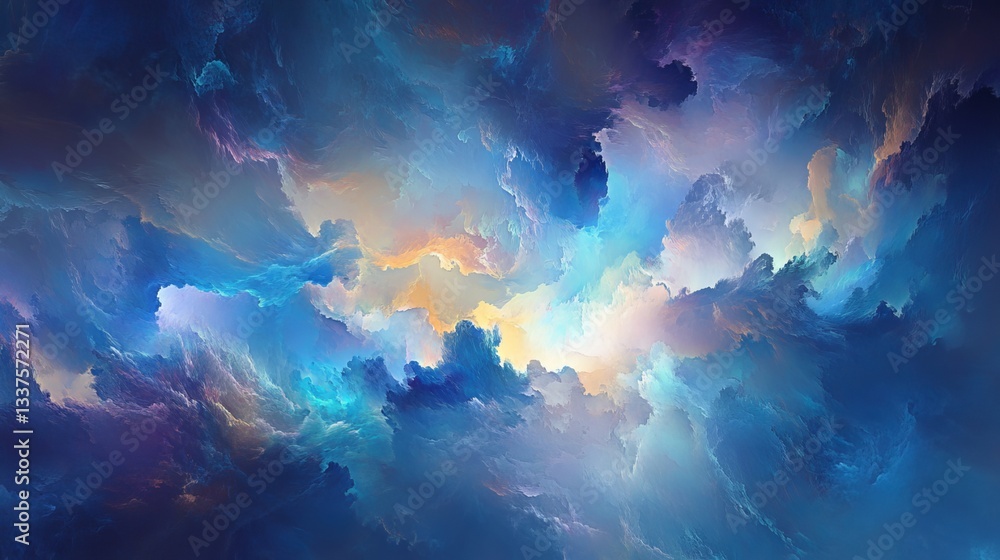 Aufkleber abstract sky blue background with soft gradient and subtle texture, featuring a smooth and dreamy ae