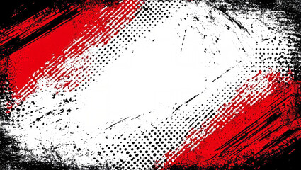 Black and Red Abstract Halftone, Gritty, Grunge Background with Copy space. Sports / Dynamic Backdrop