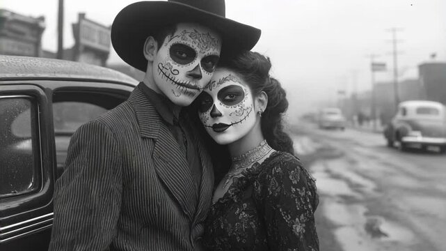 Vintage Day of the Dead Couple