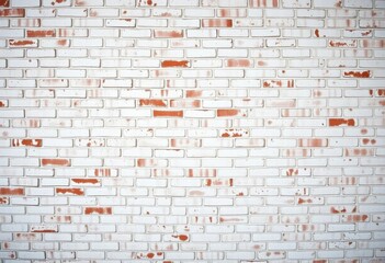 Panoramic view of aged whitewashed brick wall texture, abstract, surface