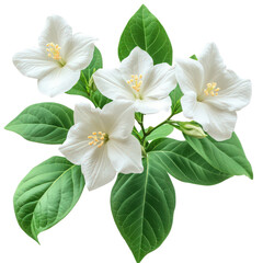 Obraz premium Elegant blossom cluster with luminous petals and verdant foliage design