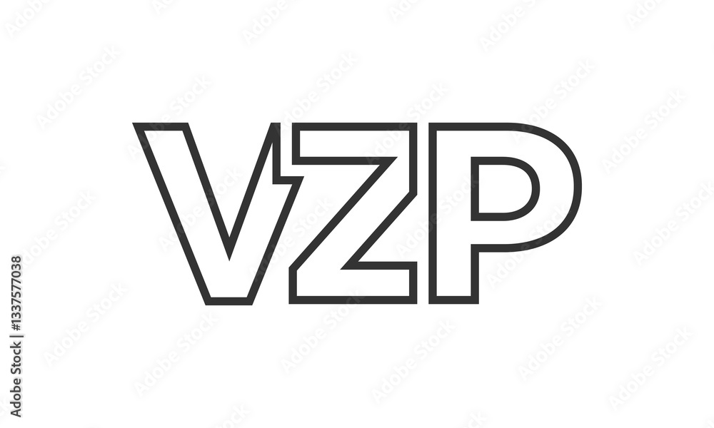 Poster vzp logo design template with strong and modern bold text. initial based vector logotype featuring s