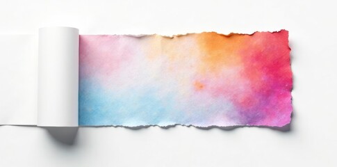 Fototapeta premium Piece of torn white paper in half isolated on white, cut, rip