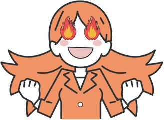メラメラと目が燃える女性社員