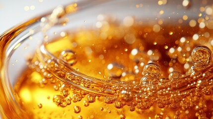 Golden liquid with bubbles