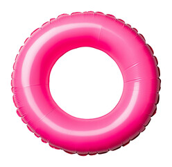 Bright pink inflatable swim ring against transparent background. Summer fun concept