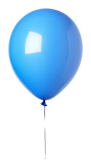 Blue balloon floating against transparent background, minimalistic celebration concept