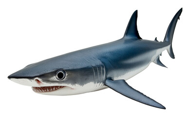 Fototapeta premium Shark isolated on white, transparent background, close-up view. Ocean wildlife concept