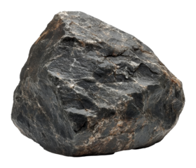 Large dark granite rock with rough texture and mineral patterns, natural geology