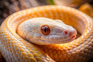 Obraz premium Close-Up Albino Snake Long Exposure Photography - Wildlife Stock Image