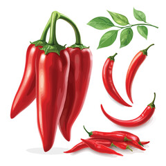 Vibrant Red Chili Pepper - Hot Spicy Paprika Cay Plant Pod