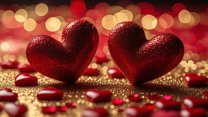 Obraz premium red hearts on a dark background