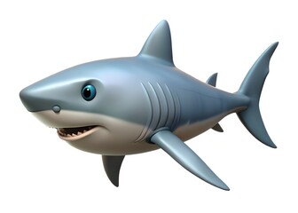 Obraz premium Friendly Cartoon Shark: A cheerful cartoon shark smiles, its body depicted with vibrant hues and smooth textures, creating a fun and inviting impression. 