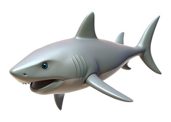 Fototapeta premium Majestic Shark Illustration: A sleek, gray shark, the apex predator of the ocean, glides with grace and power, capturing the essence of the ocean's most formidable inhabitant.