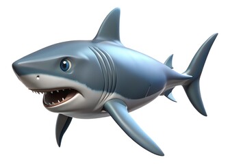 Obraz premium Ocean Predator: An illustration captures the fierce yet cartoonish image of a shark, highlighting its powerful form and predatory nature.