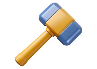 Fototapeta premium Hammer Icon: A vibrant and modern depiction of a hammer, with a blue head and a yellow handle, offering a fresh and engaging visual element.
