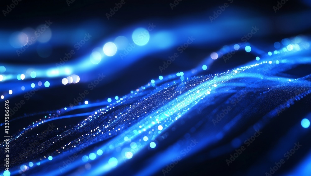 Aufkleber abstract digital waves of glowing blue light. a mesmerizing display of flowing lines and particles