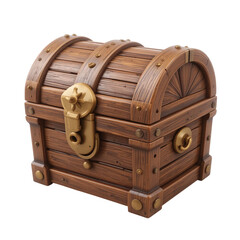 Wooden treasure chest box antique vintage pirate gold storage container old wood closed secure chest transparent background