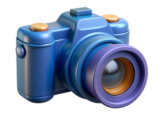 Digital Camera: An eye-level shot of a digital camera, showcasing a modern design in shades of blue, poised to capture life's fleeting moments.