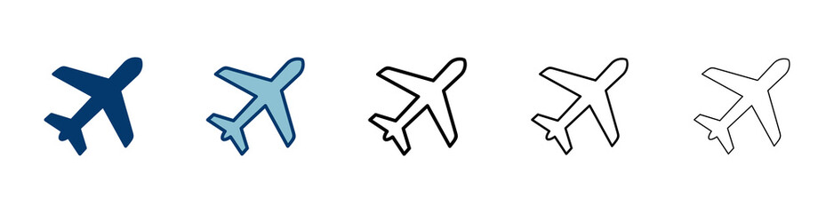 Plane icon vector isolated on white background. Aeroplane vector icon. Flight transport symbol. Travel element illustration. Holiday symbol. Airplane