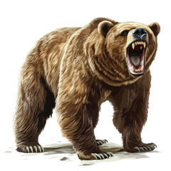 Obraz premium Roaring Grizzly Bear Vector Illustration