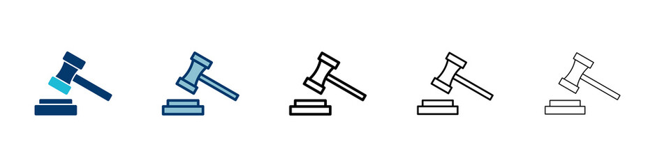 Gavel icon vector isolated on white background. Hammer icon vector. Judge Gavel Auction Icon Vector. Bid