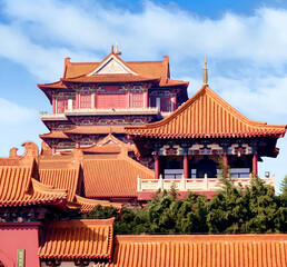 Chinese temple architecture: Tsutenkaku Tower of Baolian Monastery in Xuzhou, Jiangsu