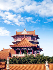 Chinese temple architecture: Tsutenkaku Tower of Baolian Monastery in Xuzhou, Jiangsu