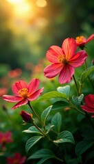 Beautiful tarragon flower bushes with droplets of water under the sun, floral, vibrant