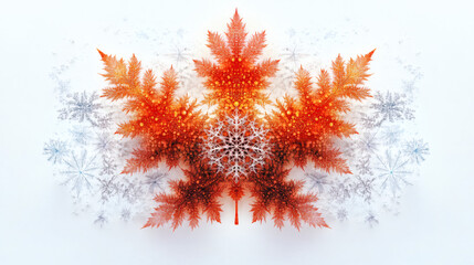 Symmetrical Fractal Leaves With Snowflakes