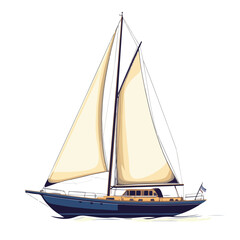 Fototapeta premium Sailboat Isolated Vector Illustration - Nautical Summer Design