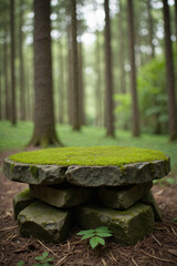 Mossy Stone Table in Forest