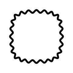Wavy squircle or square with rounded borders frame. Simple geometric wiggly shape isolated on white background. Empty tag or box template with empty space. Vector graphic illustration.
