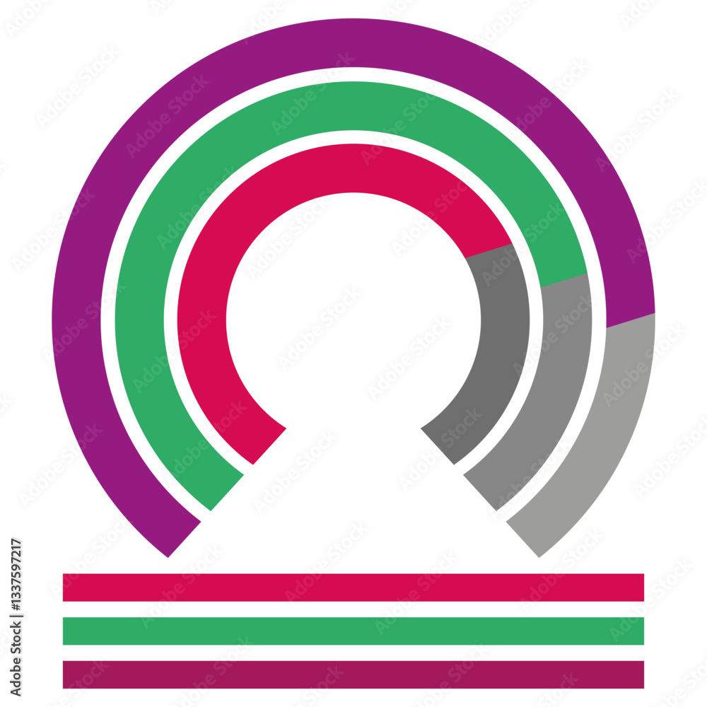 Aufkleber ring chart icon. colorful circle symbol. data segment image. vector pie illustration.