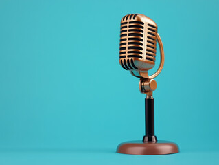 Vintage microphone isolated on solid color background