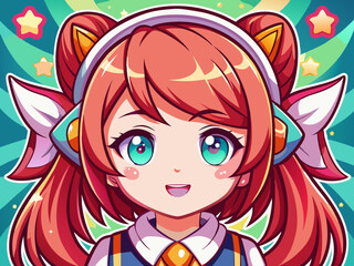 vector of  cute anime girl