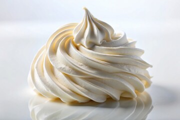 Creamy Whipped Topping Texture, Close-Up Food Photography, White Background
