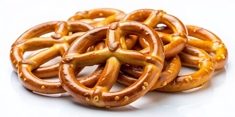 Crispy Pretzels Isolated on White Background - Minimalist Food Photography