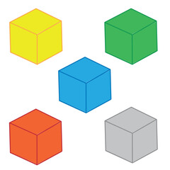 a set of multicolored cubes on a white background, flat vector illustration