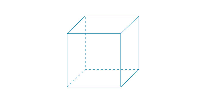 3D Geometric Shape of Cube in Mathematics. Regular Hexahedron. 3D Solid Shape.