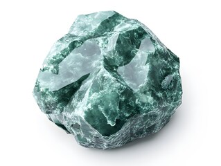 Obraz premium Close-up of a Shiny Green Jade Rock on White Background