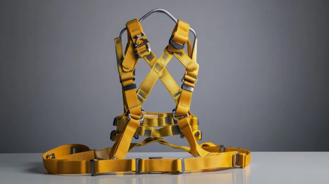 Safety harness and equipment showcased, emphasizing workplace safety and professional preparedness.
