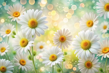 Fototapeta premium Delicate Daisy Hand-Drawn Pattern: White Background Bokeh Floral Design