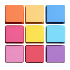 Vibrant assortment of layered squares in a spectrum of radiant hues