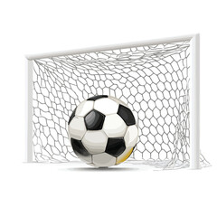 Soccer Ball in Goal Vector Design: Precision Kick Winning Score Fascinate Soccer Enthusiasts