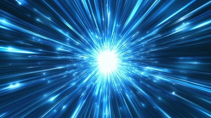 Fototapeta premium Bright light beams radiate outwards from a central glowing point