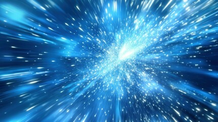 A vibrant blue light emitting from a centralized bright point