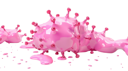 Pink bacteria 3D render icon isolated on white background